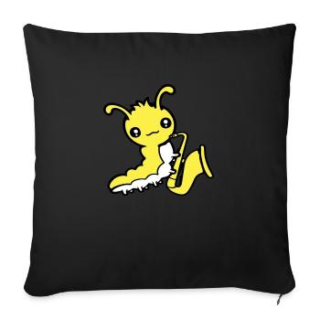 Caterpillar Saxophone Trumpet Instrument Music Hobby Cute - Sofa pillowcase 17,3'' x 17,3'' (45 x 45 cm) - black - Front
