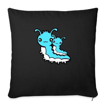 2 Chenille Famille Maman Papa Enfant Bébé Père Mère - Housse de coussin décorative 45 x 45 cm - noir - Devant