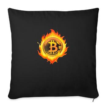 Bitcoin on Fire Crypto Coin Memecoin - Sofakissenbezug 45 x 45 cm - Schwarz - Vorne