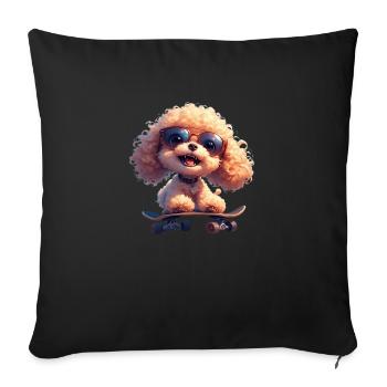Toy Poodle Power – Tiny Dog, Big Attitude - Sofa pillowcase 17,3'' x 17,3'' (45 x 45 cm) - black - Front
