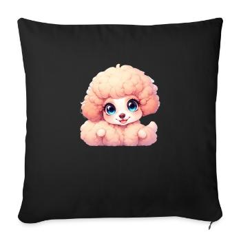 Caniche jouet rose — Faites sourire votre journée - Housse de coussin décorative 45 x 45 cm - noir - Devant