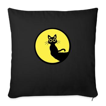 Cat Cute Moon Round Cliff Mountain Night Big Eyes - Sofa pillowcase 17,3'' x 17,3'' (45 x 45 cm) - black - Front