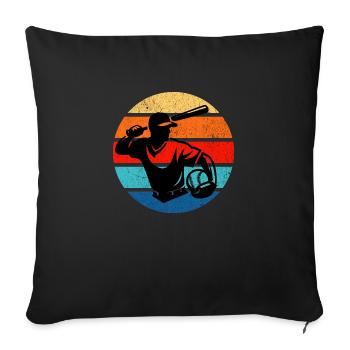 Retro Baseball Player Vintage Sunset Style - Sofa pillowcase 17,3'' x 17,3'' (45 x 45 cm) - black - Front