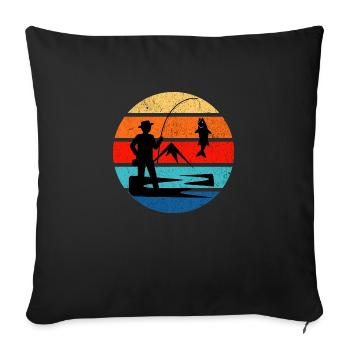 Retro Fishing Sunset Vintage Grunge Style - Sofa pillowcase 17,3'' x 17,3'' (45 x 45 cm) - black - Front