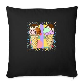 cream - Sofa pillowcase 17,3'' x 17,3'' (45 x 45 cm) - black - Front
