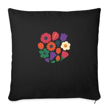 Circle Bloom – Couronne de fleurs 2025 - Housse de coussin décorative 45 x 45 cm - noir - Devant