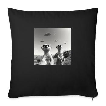 Meerkat posing for a selfie with UFOs funny - Sofa pillowcase 17,3'' x 17,3'' (45 x 45 cm) - black - Front