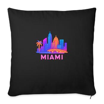 Miami City Skyline - Sofa pillowcase 17,3'' x 17,3'' (45 x 45 cm) - black - Front