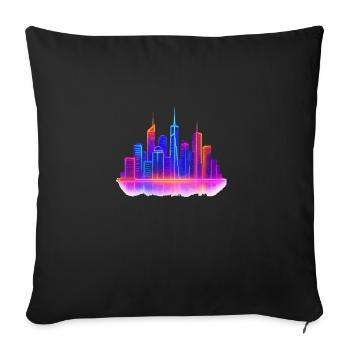Skyline City Neon - Sofa pillowcase 17,3'' x 17,3'' (45 x 45 cm) - black - Front