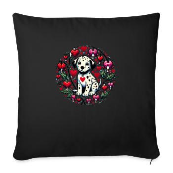 Valentine Dalmatian with Bleeding Hearts - Sofa pillowcase 17,3'' x 17,3'' (45 x 45 cm) - black - Front