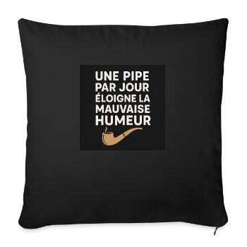 Une Pipe pour le Bonheur - Housse de coussin décorative 45 x 45 cm - noir - Devant