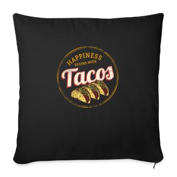Taco Tortilla Retro Snack Vintage Salsa Design - Housse de coussin décorative 45 x 45 cm - noir - Devant