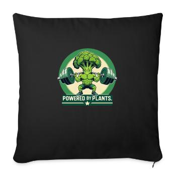 Alimenté par des protéines – Fun Fitness Brocoli - Housse de coussin décorative 45 x 45 cm - noir - Devant