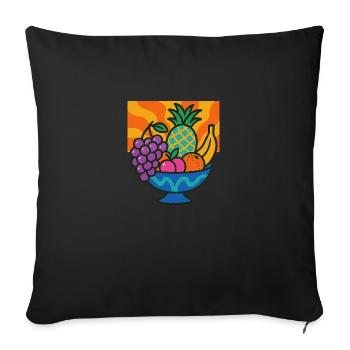 Dopamine Fruits – Bunter Obstschalen-Style - Sofakissenbezug 45 x 45 cm - Schwarz - Vorne