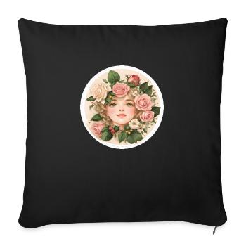 Flower Girl, Circle, Rose - Sofa pillowcase 17,3'' x 17,3'' (45 x 45 cm) - black - Front