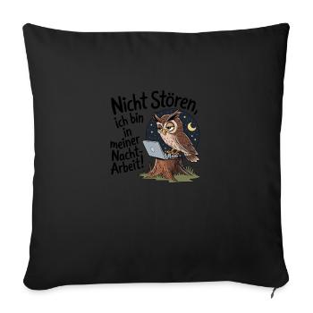 Hibou de nuit – le café d’abord ! - Housse de coussin décorative 45 x 45 cm - noir - Devant