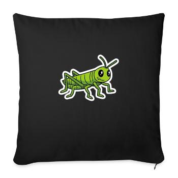 Grasshopper Funny Comic Insect Shirt - Sofa pillowcase 17,3'' x 17,3'' (45 x 45 cm) - black - Front
