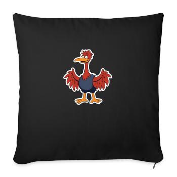 Autruche Drôle Comic Oiseau Chemise - Housse de coussin décorative 45 x 45 cm - noir - Devant