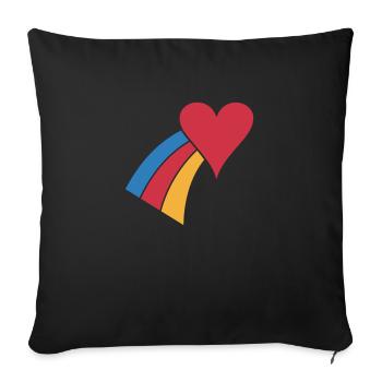 Coeur Arc-en-Ciel - Housse de coussin décorative 45 x 45 cm - noir - Devant
