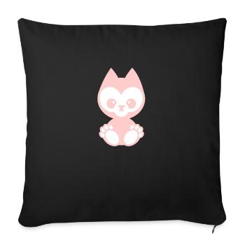 little animals - katze rosa - Sofakissenbezug 45 x 45 cm - Schwarz - Vorne