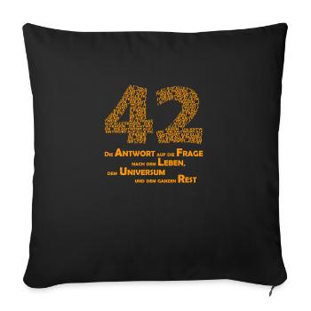 THE answer - 42 - Sofa pillowcase 17,3'' x 17,3'' (45 x 45 cm) - black - Front