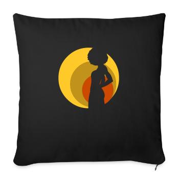 retro_afro_girl_01 - Housse de coussin décorative 45 x 45 cm - noir - Devant