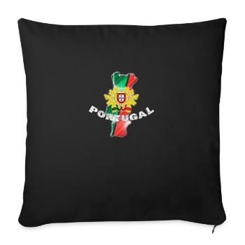 Portugal - Carte et Emblème - Housse de coussin décorative 45 x 45 cm - noir - Devant