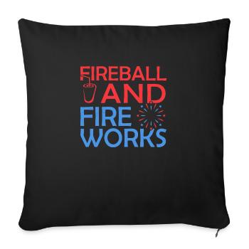 Boule de feu et feux d'artifice - Housse de coussin décorative 45 x 45 cm - noir - Devant