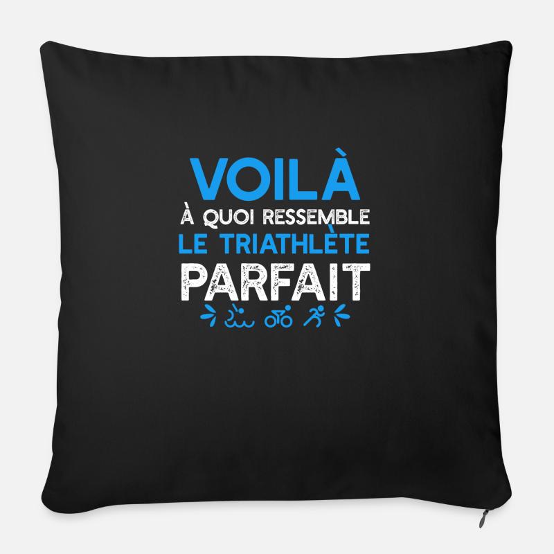triathlète parfait t-shirt cool - Housse de coussin décorative 45 x 45 cm - noir