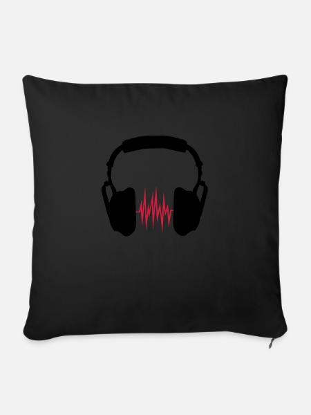 headphones - Sofa pillowcase 17,3'' x 17,3'' (45 x 45 cm) - black