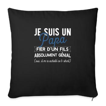 Papa fier fils cadeau - Housse de coussin décorative 45 x 45 cm - noir - Devant