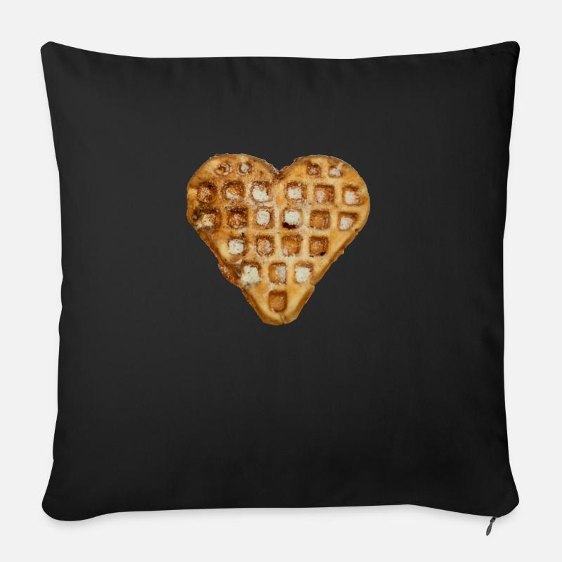 waffel herz - Sofakissenbezug 45 x 45 cm - Schwarz
