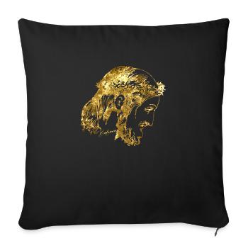 Jésus foi d'or - Housse de coussin décorative 45 x 45 cm - noir - Devant