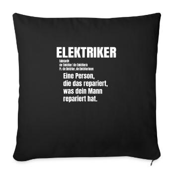 Cadeau d'électricien drôle de définition d'électricien - Housse de coussin décorative 45 x 45 cm - noir - Devant