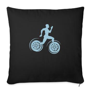 sportif sprinter athletisme roue course - Housse de coussin décorative 45 x 45 cm - noir - Devant