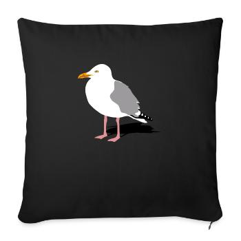 seagull gull bird harbour sailing ocean sea ship - Sofa pillowcase 17,3'' x 17,3'' (45 x 45 cm) - black - Front