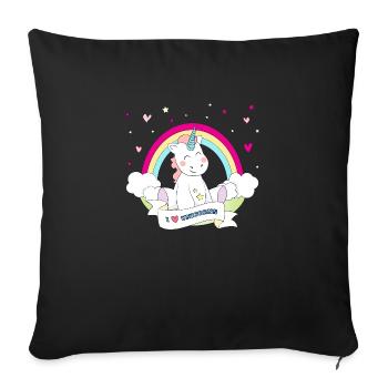 (i_love_unicorns) - Housse de coussin décorative 45 x 45 cm - noir - Devant