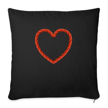 Herz aus Seil plastisch Bondage ropelove - Sofakissenbezug 45 x 45 cm - Schwarz - Vorne