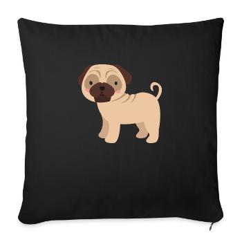 Mops - Sofakissenbezug 45 x 45 cm - Schwarz - Vorne