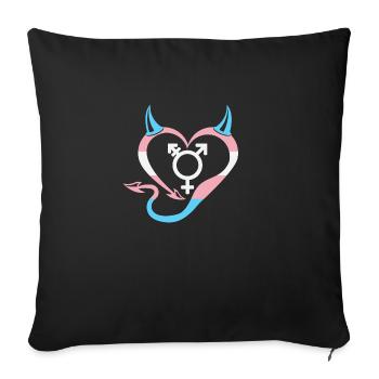 Devil's Heart Transgender with Symbol - Sofa pillowcase 17,3'' x 17,3'' (45 x 45 cm) - black - Front