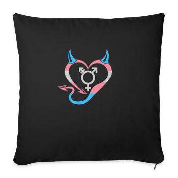Devil's Heart Transgender with Symbol - Sofa pillowcase 17,3'' x 17,3'' (45 x 45 cm) - black - Front
