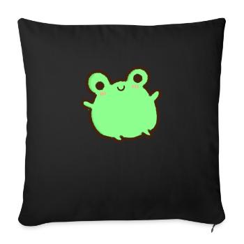 kawaii & cheerful green frog frog sitting - Sofa pillowcase 17,3'' x 17,3'' (45 x 45 cm) - black - Front