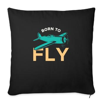 Né pour pilote d’aviation - Housse de coussin décorative 45 x 45 cm - noir - Devant