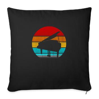 piano retro vintage - Sofa pillowcase 17,3'' x 17,3'' (45 x 45 cm) - black - Front