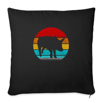 cochon vintage rétro - Housse de coussin décorative 45 x 45 cm - noir - Devant
