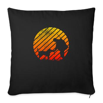 Chien de chasse Chasse Rétro Chasseur de chien Vintage - Housse de coussin décorative 45 x 45 cm - noir - Devant