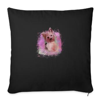 yorkshire terrier, chien, graffiti, terrier, chiens - Housse de coussin décorative 45 x 45 cm - noir - Devant