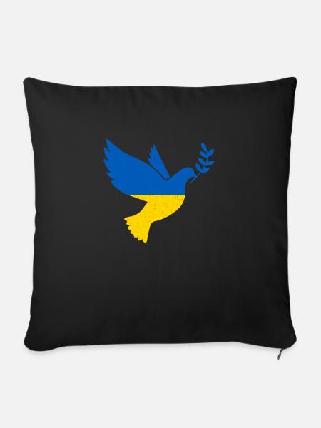 Ukraine Frieden Friedenstaube Herz Liebe - Sofakissenbezug 45 x 45 cm - Schwarz