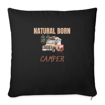 Natural born camper T-Shirt - Sofa pillowcase 17,3'' x 17,3'' (45 x 45 cm) - black - Front