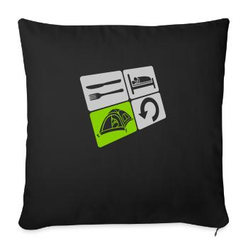 Eat Sleep Camp Repeat - Sofa pillowcase 17,3'' x 17,3'' (45 x 45 cm) - black - Front